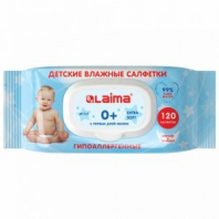 Салфетки влажные детские 120 шт., универсальные, 0+, с пластиковым клапаном, LAIMA Kids, 128079 Салфетки влажные детские 120 шт., универсальные, 0+, с пластиковым клапаном, LAIMA Kids, 128079