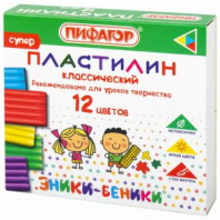 Пластилин классический ПИФАГОР "ЭНИКИ-БЕНИКИ СУПЕР", 12 цветов, 120 г, стек, 106505 Пластилин классический ПИФАГОР "ЭНИКИ-БЕНИКИ СУПЕР", 12 цветов, 120 г, стек, 106505