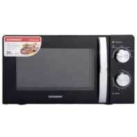 Микроволновая печь SONNEN MW2070BLCR-6MB, 20 л, 700 Вт, таймер, механическое управление, ручка, черная/хром, 454982