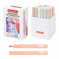 Набор текстовыделителей 30 ЦВЕТОВ BRAUBERG "SUPER MIX", линия 1-5 мм, мягкий скошенный наконечник, 152539