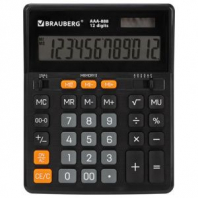 Калькулятор настольный BRAUBERG AAA-888 (202x159 мм), 12 разрядов, ЧЕРНЫЙ, двойное питание, 273981 Калькулятор настольный BRAUBERG AAA-888 (202x159 мм), 12 разрядов, ЧЕРНЫЙ, двойное питание, 273981