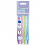 Ручки гелевые "BRAUBERG ULTRA GEL PASTEL", НАБОР 4 ШТУКИ, СИНИЕ, стандартный наконечник 0,5 мм, линия письма 0,35 мм, 144282 Ручки гелевые "BRAUBERG ULTRA GEL PASTEL", НАБОР 4 ШТУКИ, СИНИЕ, стандартный наконечник 0,5 мм, линия письма 0,35 мм, 144282