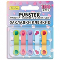 Закладки клейкие Z-сложения FUNSTER (ФАНСТЕР) "Сердечки", 45х12 мм, 100 шт. (5 цветов х 20 листов), в диспенсере, 116704 Закладки клейкие Z-сложения FUNSTER (ФАНСТЕР) "Сердечки", 45х12 мм, 100 шт. (5 цветов х 20 листов), в диспенсере, 116704