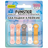 Закладки клейкие Z-сложения FUNSTER (ФАНСТЕР) "Лапки котов", 45х12 мм, 100 шт. (5 цветов х 20 листов), в диспенсере, 116691 Закладки клейкие Z-сложения FUNSTER (ФАНСТЕР) "Лапки котов", 45х12 мм, 100 шт. (5 цветов х 20 листов), в диспенсере, 116691