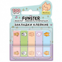 Закладки клейкие Z-сложения FUNSTER (ФАНСТЕР) "Животные", 45х12 мм, 100 шт. (5 цветов х 20 листов), в диспенсере, 116702 Закладки клейкие Z-сложения FUNSTER (ФАНСТЕР) "Животные", 45х12 мм, 100 шт. (5 цветов х 20 листов), в диспенсере, 116702