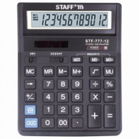 Калькулятор настольный STAFF STF-777, 12 разрядов, двойное питание, 210x165 мм, ЧЕРНЫЙ, 250458 Калькулятор настольный STAFF STF-777, 12 разрядов, двойное питание, 210x165 мм, ЧЕРНЫЙ, 250458