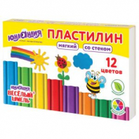 Пластилин мягкий ЮНЛАНДИЯ "ВЕСЕЛЫЙ ШМЕЛЬ", 12 цветов, 180 г, СО СТЕКОМ, 106672 Пластилин мягкий ЮНЛАНДИЯ "ВЕСЕЛЫЙ ШМЕЛЬ", 12 цветов, 180 г, СО СТЕКОМ, 106672