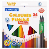 Карандаши цветные BRAUBERG PREMIUM 24 цвета + 2 чернографитных карандаша, трехгранные, грифель 3 мм, 181937 Карандаши цветные BRAUBERG PREMIUM 24 цвета + 2 чернографитных карандаша, трехгранные, грифель 3 мм, 181937