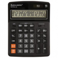 Калькулятор настольный BRAUBERG EXTRA-16-BK (206x155 мм), 16 разрядов, двойное питание, ЧЕРНЫЙ, 250475 Калькулятор настольный BRAUBERG EXTRA-16-BK (206x155 мм), 16 разрядов, двойное питание, ЧЕРНЫЙ, 250475