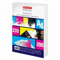Бумага для цветной лазерной печати А4, ПЛОТНАЯ 235 г/м2, 200 л., BRAUBERG DIGITAL, 145% (CIE), 115385 Бумага для цветной лазерной печати А4, ПЛОТНАЯ 235 г/м2, 200 л., BRAUBERG DIGITAL, 145% (CIE), 115385