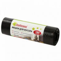 Мешки для мусора 180 л черные в рулоне 10 шт., ПВД 24 мкм, 80х106 см, ЛЮБАША эконом, 605336 Мешки для мусора 180 л черные в рулоне 10 шт., ПВД 24 мкм, 80х106 см, ЛЮБАША эконом, 605336