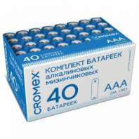 Батарейки алкалиновые "мизинчиковые" КОМПЛЕКТ 40 шт., CROMEX (КРОМЕКС) Alkaline, ААА (LR03, 24А), в коробке, 455596 Батарейки алкалиновые "мизинчиковые" КОМПЛЕКТ 40 шт., CROMEX (КРОМЕКС) Alkaline, ААА (LR03, 24А), в коробке, 455596