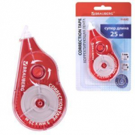 Корректирующая лента BRAUBERG MAXI PLUS, 5 мм х 25 м, механизм перемотки, корпус красный, блистер, 272501