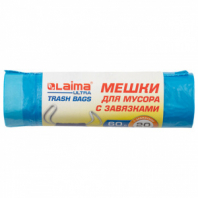 Мешки для мусора с завязками LAIMA "ULTRA" 60 л, синие, рулон 20 шт., прочные, ПНД 18 мкм, 60х70 см, 607692 Мешки для мусора с завязками LAIMA "ULTRA" 60 л, синие, рулон 20 шт., прочные, ПНД 18 мкм, 60х70 см, 607692