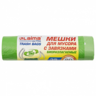 Мешки для мусора биоразлагаемые с завязками LAIMA "ULTRA" 35 л, рулон 20 шт., прочные, ПНД 15 мкм, 50х60 см, 607688 Мешки для мусора биоразлагаемые с завязками LAIMA "ULTRA" 35 л, рулон 20 шт., прочные, ПНД 15 мкм, 50х60 см, 607688