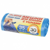 Мешки для мусора с ушками LAIMA "ULTRA" 35 л синие, в рулоне 30 шт. прочные, ПНД 12 мкм, 50х65 см, 607684 Мешки для мусора с ушками LAIMA "ULTRA" 35 л синие, в рулоне 30 шт. прочные, ПНД 12 мкм, 50х65 см, 607684