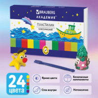 Пластилин классический BRAUBERG "АКАДЕМИЯ", 24 цвета, 480 г, со стеком, ВЫСШЕЕ КАЧЕСТВО, 105899 Пластилин классический BRAUBERG "АКАДЕМИЯ", 24 цвета, 480 г, со стеком, ВЫСШЕЕ КАЧЕСТВО, 105899