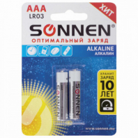 Батарейки КОМПЛЕКТ 2 шт., SONNEN Alkaline, AAA (LR03, 24А), алкалиновые, мизинчиковые, блистер, 451087 Батарейки КОМПЛЕКТ 2 шт., SONNEN Alkaline, AAA (LR03, 24А), алкалиновые, мизинчиковые, блистер, 451087