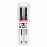 Ручки гелевые "ДЛЯ ЕГЭ" с грипом, ЧЕРНЫЕ, НАБОР 2 штуки, BRAUBERG, узел 0,7 мм, линия письма 0,4 мм, блистер, 142708