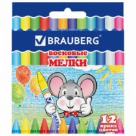 Восковые мелки BRAUBERG, НАБОР 12 цветов, 222962 Восковые мелки BRAUBERG, НАБОР 12 цветов, 222962