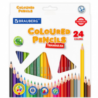 Карандаши цветные BRAUBERG PREMIUM, 24 цвета, трехгранные, грифель 3 мм, 181663 Карандаши цветные BRAUBERG PREMIUM, 24 цвета, трехгранные, грифель 3 мм, 181663