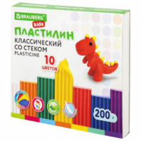 Пластилин классический BRAUBERG KIDS, 10 цветов, 200 г, со стеком, 106504 Пластилин классический BRAUBERG KIDS, 10 цветов, 200 г, со стеком, 106504