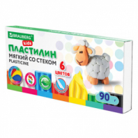 Пластилин мягкий восковой BRAUBERG KIDS, 6 цветов, 90 г, со стеком, 106493 Пластилин мягкий восковой BRAUBERG KIDS, 6 цветов, 90 г, со стеком, 106493