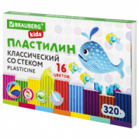 Пластилин классический BRAUBERG KIDS, 16 цветов, 320 г, со стеком, 106508 Пластилин классический BRAUBERG KIDS, 16 цветов, 320 г, со стеком, 106508