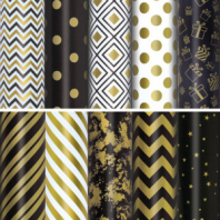 Бумага упаковочная подарочная мелованная "Golden pattern", 70x100 см, 10 дизайнов ассорти, ЗОЛОТАЯ СКАЗКА, 591912