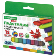 Пластилин классический BRAUBERG KIDS, 12 цветов, 240 г, ВЫСШЕЕ КАЧЕСТВО, 105873 Пластилин классический BRAUBERG KIDS, 12 цветов, 240 г, ВЫСШЕЕ КАЧЕСТВО, 105873