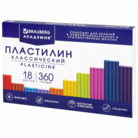 Пластилин классический BRAUBERG "АКАДЕМИЯ КЛАССИЧЕСКАЯ", 18 цветов, 360 г, СО СТЕКОМ, 106509 Пластилин классический BRAUBERG "АКАДЕМИЯ КЛАССИЧЕСКАЯ", 18 цветов, 360 г, СО СТЕКОМ, 106509