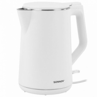 Чайник электрический с двойными стенками SONNEN KT-4103, 1,5 л, 2200 Вт, белый, 456376 Чайник электрический с двойными стенками SONNEN KT-4103, 1,5 л, 2200 Вт, белый, 456376