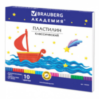 Пластилин классический BRAUBERG "АКАДЕМИЯ", 10 цветов, 200 г, со стеком, картонная упаковка, 103255 Пластилин классический BRAUBERG "АКАДЕМИЯ", 10 цветов, 200 г, со стеком, картонная упаковка, 103255