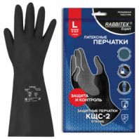 Перчатки латексные КЩС-2 STRONG химически устойчивые, тактильные, чёрные, размер 9-9,5, L (большой), RABBITEX (РАББИТЕКС) EXPERT, 609268 Перчатки латексные КЩС-2 STRONG химически устойчивые, тактильные, чёрные, размер 9-9,5, L (большой), RABBITEX (РАББИТЕКС) EXPERT, 609268