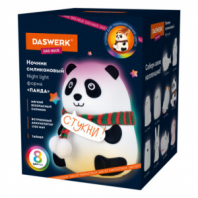 Ночник силиконовый LED "Панда" 106x112x136 мм, белый свет/RGB, таймер, USB, аккумулятор 1200 мАч, DASWERK (ДАСВЕРК), 238937 Ночник силиконовый LED "Панда" 106x112x136 мм, белый свет/RGB, таймер, USB, аккумулятор 1200 мАч, DASWERK (ДАСВЕРК), 238937