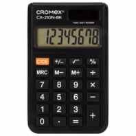 Калькулятор карманный CROMEX (КРОМЕКС) CX-210N-BK (96х62 мм), 8 разрядов, двойное питание, черный, 273834 Калькулятор карманный CROMEX (КРОМЕКС) CX-210N-BK (96х62 мм), 8 разрядов, двойное питание, черный, 273834