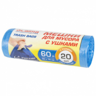 Мешки для мусора с ушками LAIMA "ULTRA" 60 л синие, рулон 20 шт. прочные, ПНД 14 мкм, 60х76 см, 607690 Мешки для мусора с ушками LAIMA "ULTRA" 60 л синие, рулон 20 шт. прочные, ПНД 14 мкм, 60х76 см, 607690