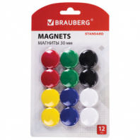 Магниты BRAUBERG "STANDARD" 30 мм, НАБОР 12 шт., ассорти, 237472 Магниты BRAUBERG "STANDARD" 30 мм, НАБОР 12 шт., ассорти, 237472