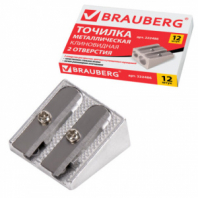 Точилка BRAUBERG "Style", металлическая клиновидная, 2 отверстия для чернографитных карандашей (в том числе утолщенных), 222486 Точилка BRAUBERG "Style", металлическая клиновидная, 2 отверстия для чернографитных карандашей (в том числе утолщенных), 222486