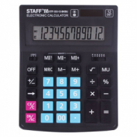 Калькулятор настольный STAFF PLUS STF-333-BKBU (200x154 мм) 12 разрядов, ЧЕРНО-СИНИЙ, 250461 Калькулятор настольный STAFF PLUS STF-333-BKBU (200x154 мм) 12 разрядов, ЧЕРНО-СИНИЙ, 250461
