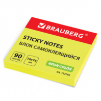 Блок самоклеящийся (стикеры), BRAUBERG, НЕОНОВЫЙ, 76х76 мм, 90 листов, желтый, 122702 Блок самоклеящийся (стикеры), BRAUBERG, НЕОНОВЫЙ, 76х76 мм, 90 листов, желтый, 122702