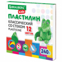 Пластилин классический BRAUBERG KIDS, 12 цветов, 240 г, стек, ВЫСШЕЕ КАЧЕСТВО, 106436 Пластилин классический BRAUBERG KIDS, 12 цветов, 240 г, стек, ВЫСШЕЕ КАЧЕСТВО, 106436