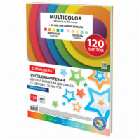 Бумага цветная 11 цветов BRAUBERG MULTICOLOR, А4, 80 г/м2, 120 л. (10 цветов x 10 листов + 20 белых листов), 116012 Бумага цветная 11 цветов BRAUBERG MULTICOLOR, А4, 80 г/м2, 120 л. (10 цветов x 10 листов + 20 белых листов), 116012