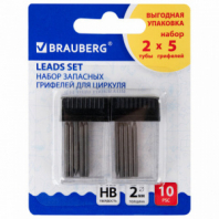 Грифели запасные для циркуля BRAUBERG, набор 2 тубы по 5 шт. (10 шт. х 24 мм), HB, 2 мм, блистер, 210354 Грифели запасные для циркуля BRAUBERG, набор 2 тубы по 5 шт. (10 шт. х 24 мм), HB, 2 мм, блистер, 210354