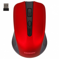 Мышь беспроводная SONNEN V99, USB, 1000/1200/1600 dpi, 4 кнопки, оптическая, красная, 513529 Мышь беспроводная SONNEN V99, USB, 1000/1200/1600 dpi, 4 кнопки, оптическая, красная, 513529