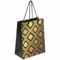 Пакет подарочный (1 штука) 18x10x23 см, ЗОЛОТАЯ СКАЗКА "Gold Luxury", тиснение фольгой, чёрный, 608248 Пакет подарочный (1 штука) 18x10x23 см, ЗОЛОТАЯ СКАЗКА "Gold Luxury", тиснение фольгой, чёрный, 608248