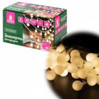 Электрогирлянда-нить комнатная 6 м, 40 LED, с насадками, вид: "Шарики", тёплый белый, на батарейках, ЗОЛОТАЯ СКАЗКА, 591730