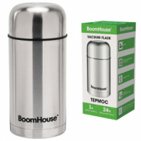 Термос 1 л для еды/напитков с широким горлом, BOOMHOUSE (БУМХАУС) WIDE, нержавеющая сталь SUS304, серебристый, 700320 Термос 1 л для еды/напитков с широким горлом, BOOMHOUSE (БУМХАУС) WIDE, нержавеющая сталь SUS304, серебристый, 700320