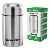 Термос 0,8 л для еды/напитков с широким горлом, BOOMHOUSE (БУМХАУС) WIDE, нержавеющая сталь SUS304, серебристый, 700319 Термос 0,8 л для еды/напитков с широким горлом, BOOMHOUSE (БУМХАУС) WIDE, нержавеющая сталь SUS304, серебристый, 700319