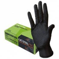 Перчатки нитриловые смотровые с текстурой CRYSTAL PRO, 25 пар (50 шт.), размер XL (очень большой), черные, CR-BL-03 Перчатки нитриловые смотровые с текстурой CRYSTAL PRO, 25 пар (50 шт.), размер XL (очень большой), черные, CR-BL-03